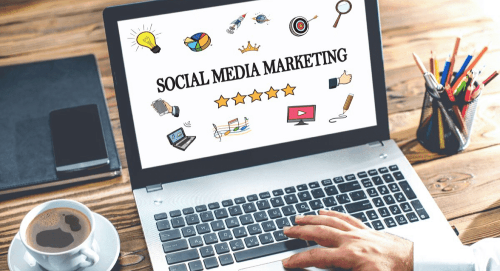 Social Media Marketing, Infographic, Tea, Work, Laptop, Desk