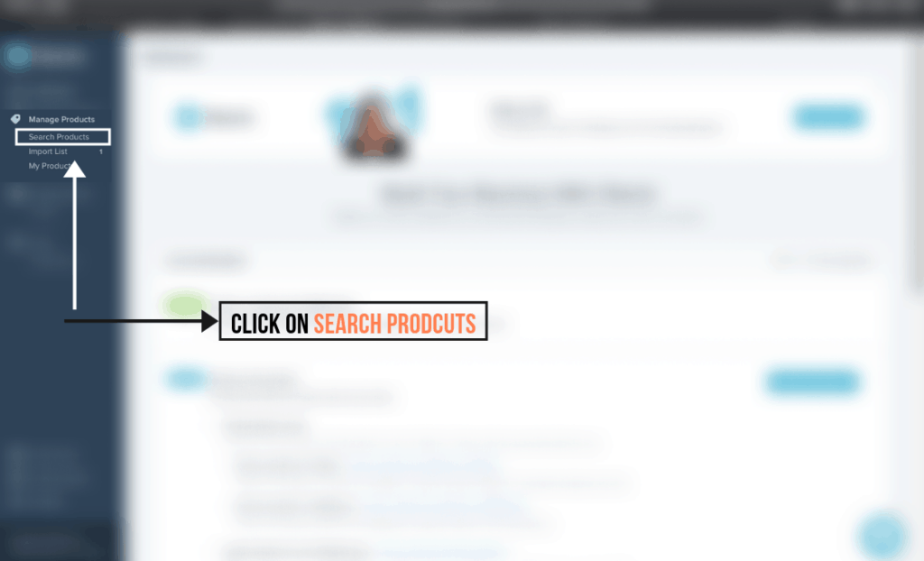 oberlo dashboard - click on search prodcuts